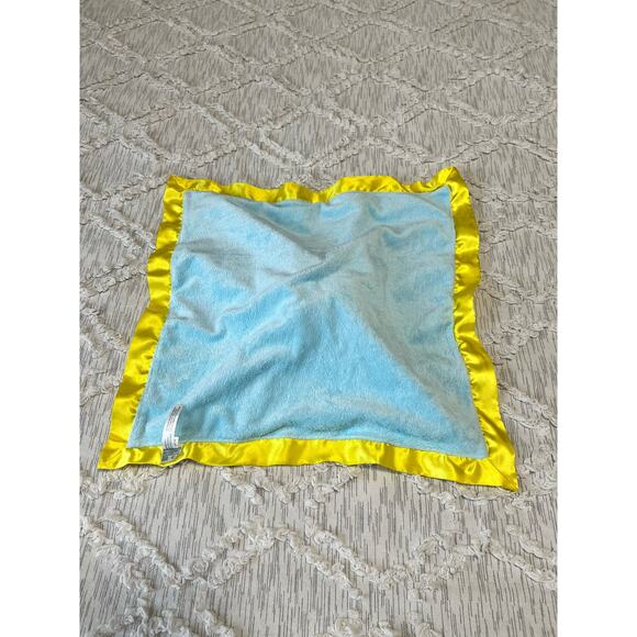 Goodnight Moon Blue Yellow Security Lovey Baby Blanket Plush Bunny Rabbit Satin - Picture 3 of 6